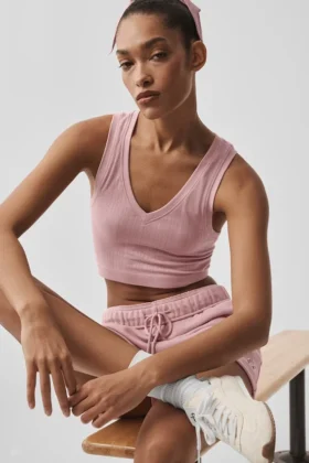 Dikişsiz Pointelle Atlet - Vintage Pembe