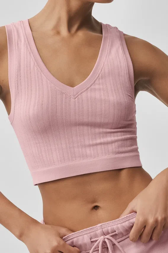 Dikişsiz Pointelle Atlet - Vintage Pembe