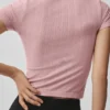 Dikişsiz Pointelle Yarım Yaka Şort - Vintage Pembe