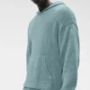 Dokulu Örme Kapüşonlu Kapüşonlu Sweatshirt - Çöl Adaçayı