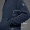 Dokulu Örme Kapüşonlu Kapüşonlu Sweatshirt - Lacivert