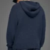 Dokulu Örme Kapüşonlu Kapüşonlu Sweatshirt - Lacivert