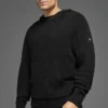 Dokulu Örme Kapüşonlu Kapüşonlu Sweatshirt - Siyah
