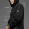 Dokulu Örme Kapüşonlu Kapüşonlu Sweatshirt - Siyah