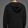Dokulu Örme Kapüşonlu Kapüşonlu Sweatshirt - Siyah