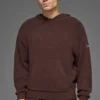 Dokulu Örme Kapüşonlu Sweatshirt - Brownstone