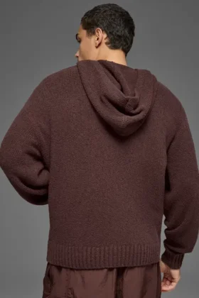 Dokulu Örme Kapüşonlu Sweatshirt – Brownstone
