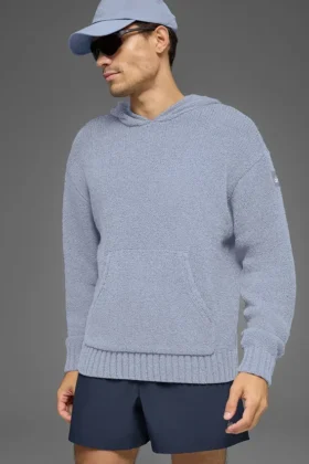 Dokulu Örme Kapüşonlu Sweatshirt - Winter Frost