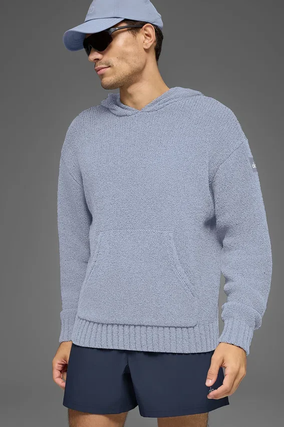 Dokulu Örme Kapüşonlu Sweatshirt - Winter Frost