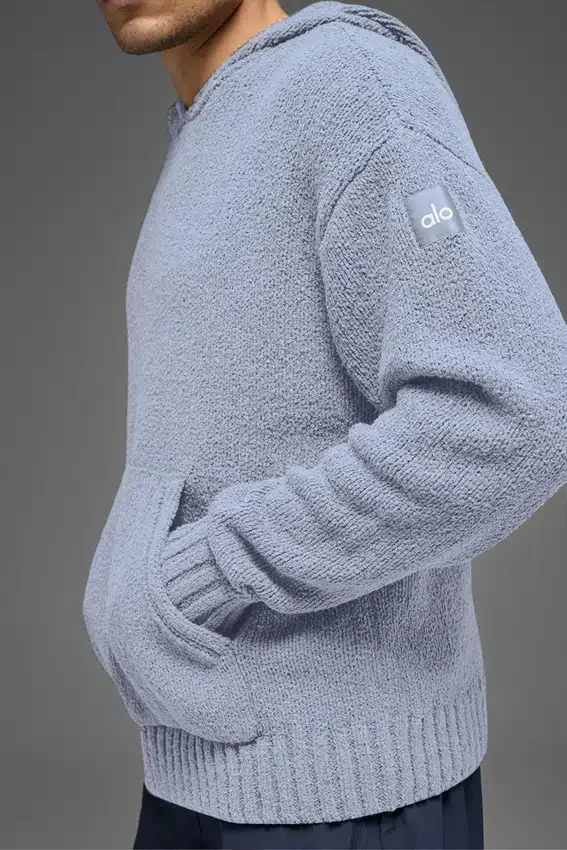 Dokulu Örme Kapüşonlu Sweatshirt - Winter Frost