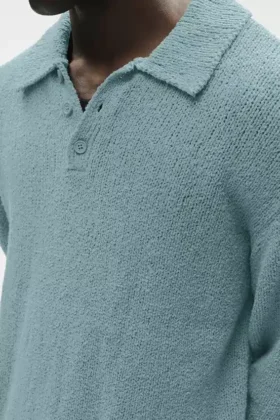 Dokulu Örme Uzun Kollu Polo – Çöl Adaçayı