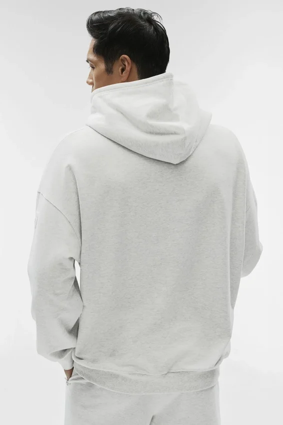 Double Take Kapüşonlu Sweatshirt - Beyaz Heather