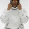Double Take Kapüşonlu Sweatshirt - Beyaz Heather