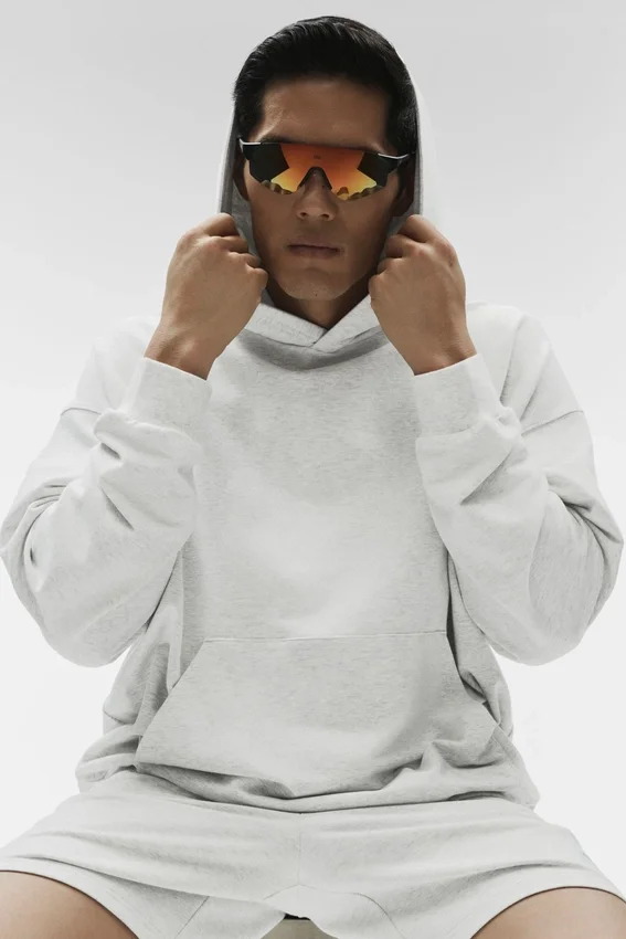 Double Take Kapüşonlu Sweatshirt - Beyaz Heather