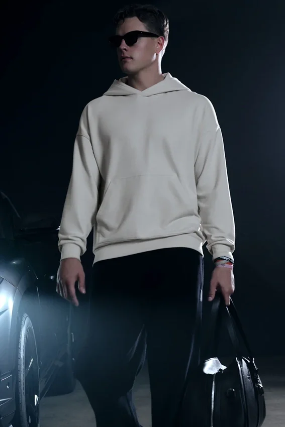 Double Take Kapüşonlu Sweatshirt - Kemik Rengi
