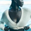 Şeffaf Kaşmir Kısa Hırka - Fildişi