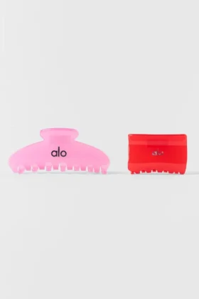 Effortless Claw Clip (2'li Paket) - Şeker Kalpli Pembe/Parlak Kırmızı