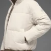 Esnek Dokuma Sokak Puffer Ceketi - Kemik Rengi