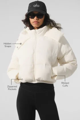Foxy Puffer Ceket – Fildişi