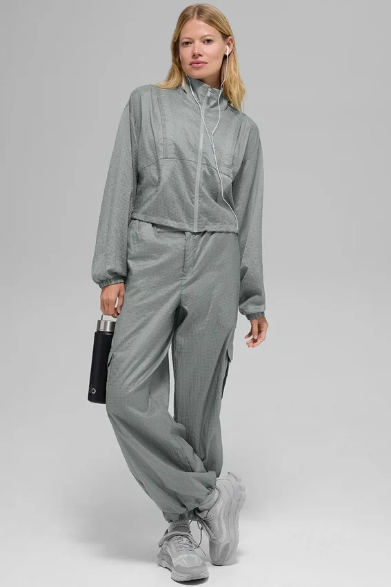 Game Time Tam Fermuarlı Ceket - Ay Gri