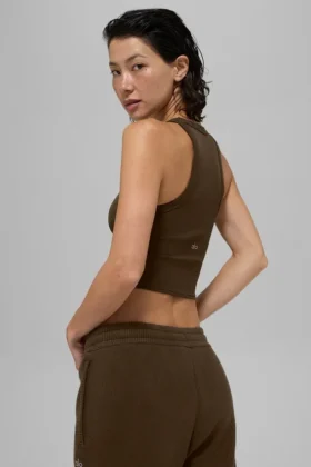 Goddess Nervürlü Go-To Tank – Espresso