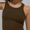 Goddess Nervürlü Go-To Tank - Espresso