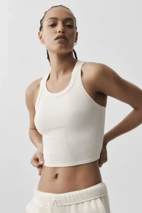 Goddess Nervürlü Go-To Tank - Fildişi