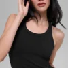 Goddess Ribbed Go-To Tank - Siyah