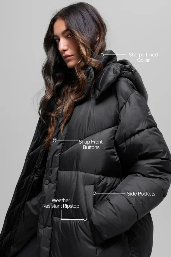 Gold Rush Puffer Trençkot - Siyah