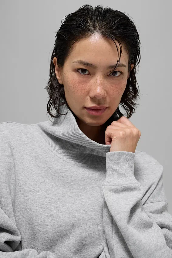 Hazy Mock Neck Kazak - Atletik Heather Gri