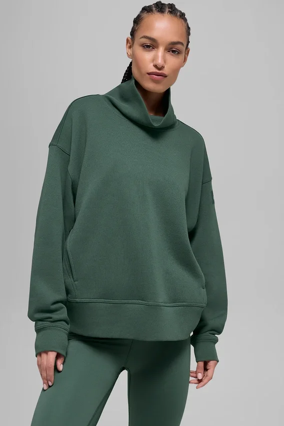 Hazy Mock Neck Kazak - Clover Yeşili