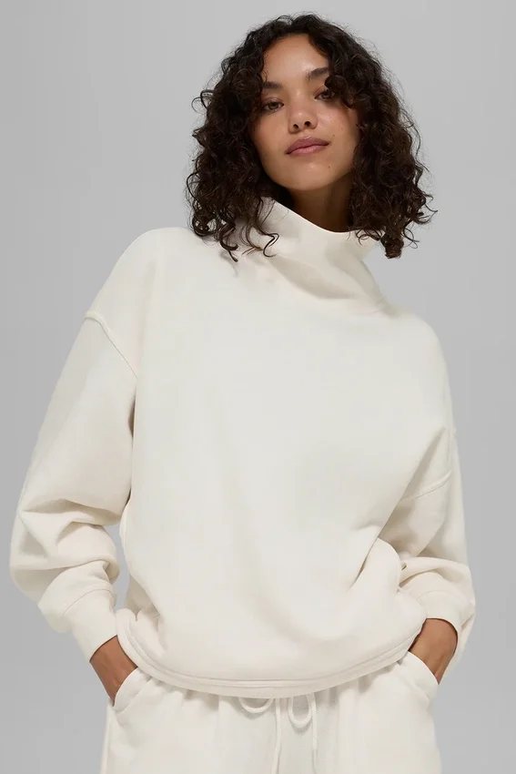 Hazy Mock Neck Kazak - Fildişi