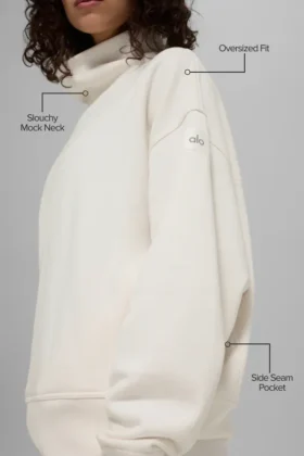 Hazy Mock Neck Kazak – Fildişi