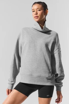 Hazy Mock Neck Kazak - Koyu Atletik Heather Gri