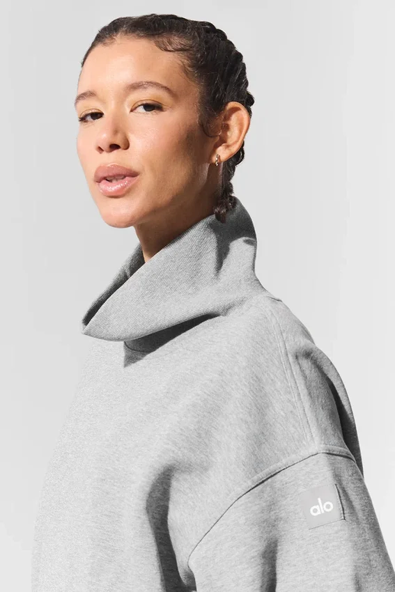 Hazy Mock Neck Kazak - Koyu Atletik Heather Gri