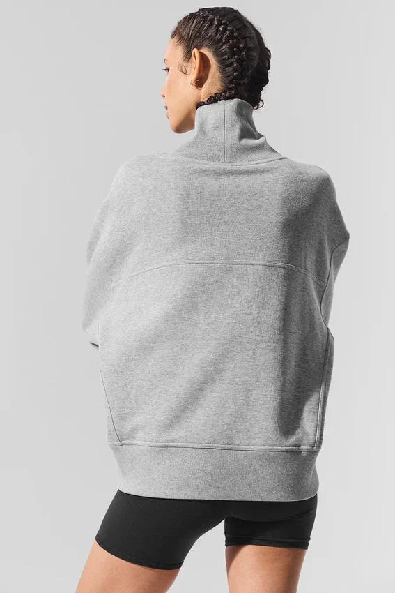 Hazy Mock Neck Kazak - Koyu Atletik Heather Gri