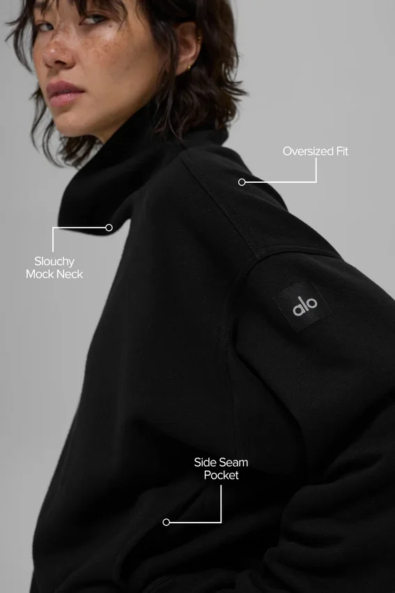 Hazy Mock Neck Kazak - Siyah