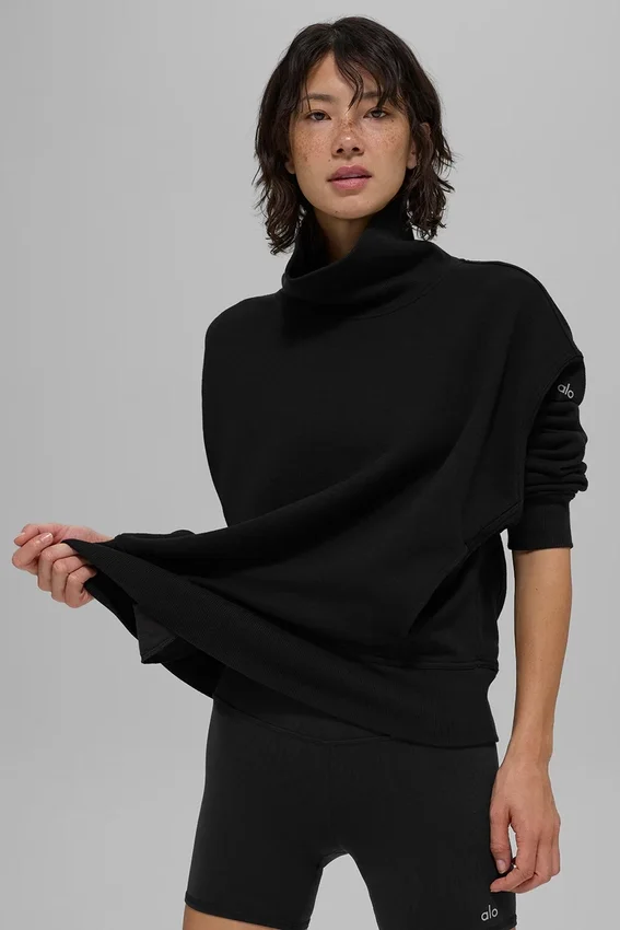 Hazy Mock Neck Kazak - Siyah