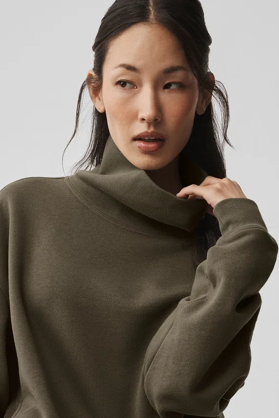 Hazy Mock Neck Kazak - Zeytin Ağacı