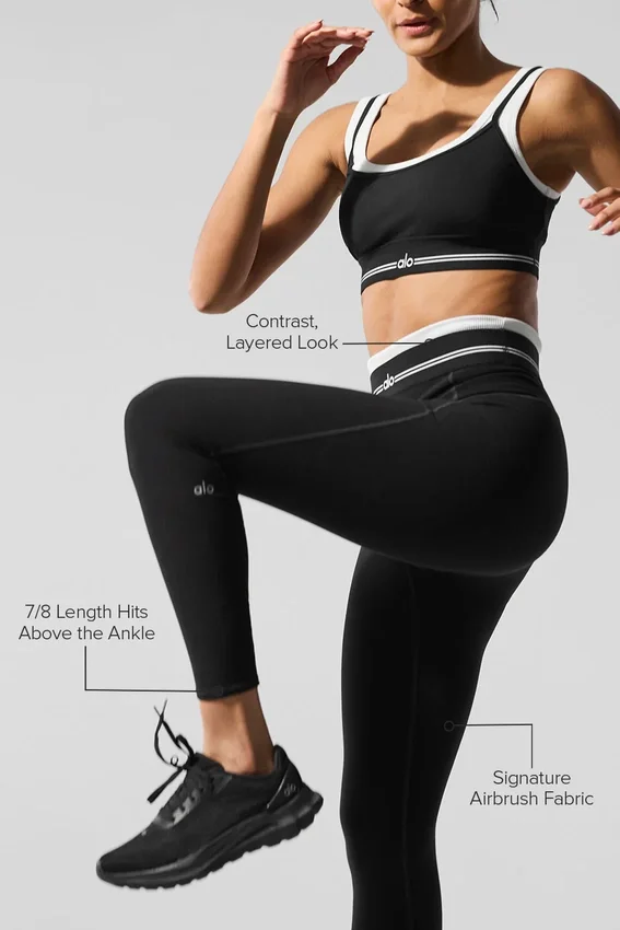 High-Waist 7/8 Better Together Airbrush Tayt - Siyah/Beyaz