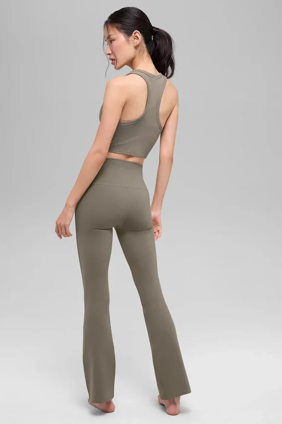 High-Waist 7/8 Bootcut Tayt - Açık Kakao