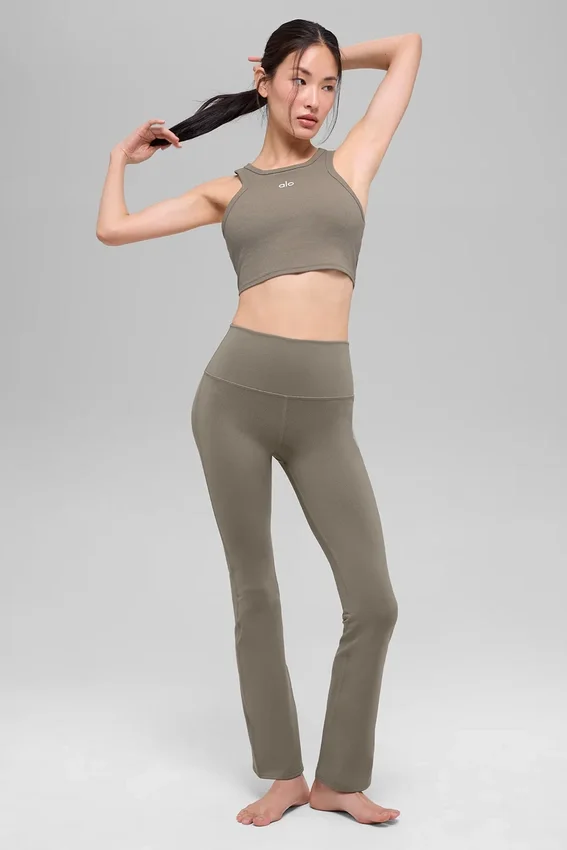 High-Waist 7/8 Bootcut Tayt - Açık Kakao