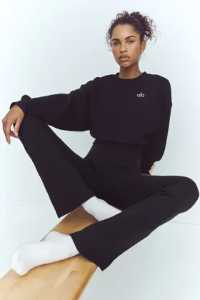 High-Waist 7/8 Bootcut Taytlar - Siyah