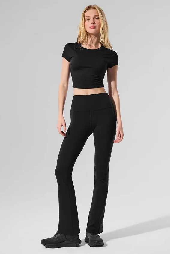 High-Waist 7/8 Bootcut Taytlar - Siyah