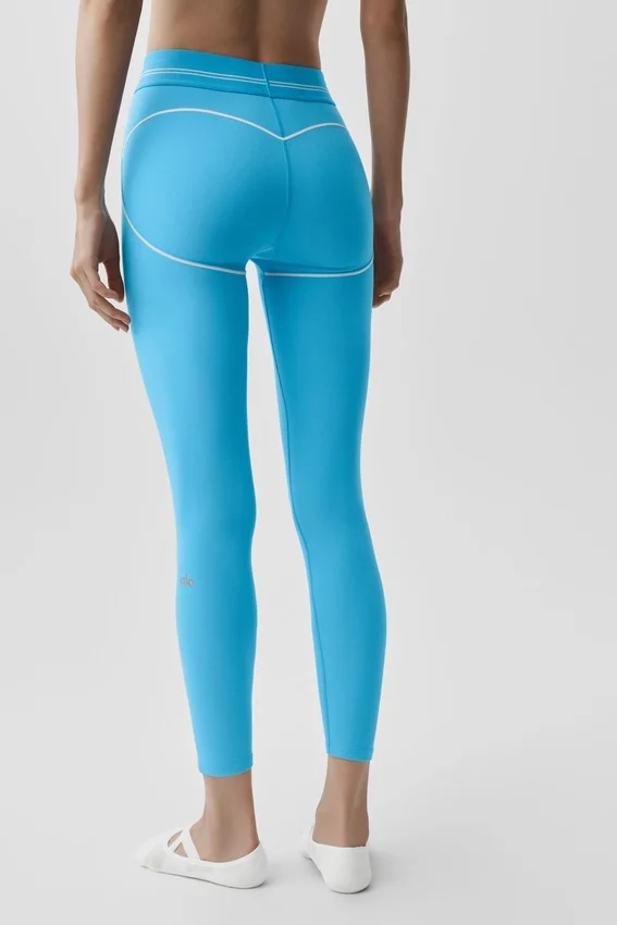 High-Waist 7/8 Heart Throb Airbrush Legging - Gök Mavisi/Beyaz