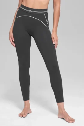High-Waist 7/8 Heart Throb Tayt - Antrasit/Beyaz