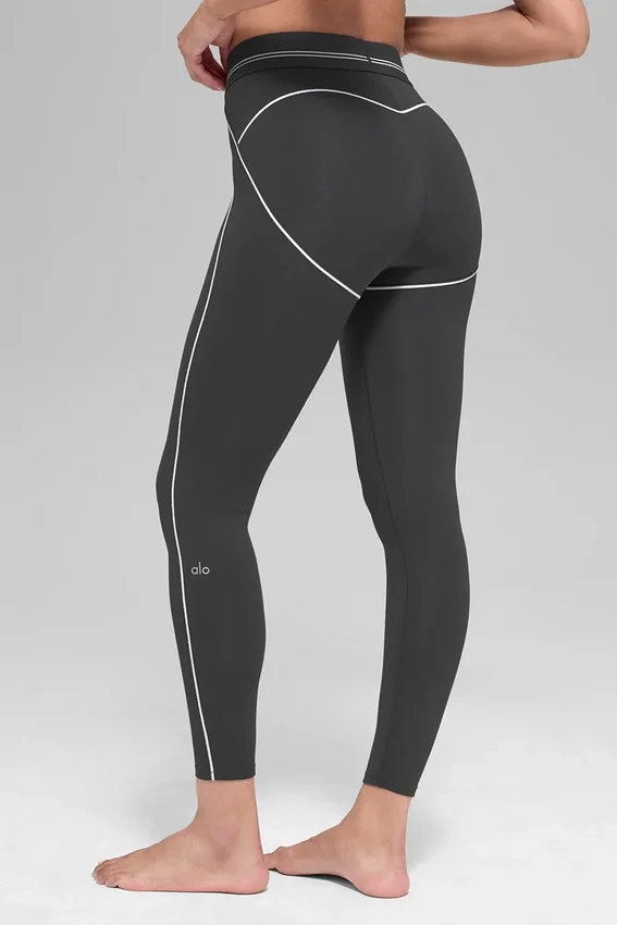 High-Waist 7/8 Heart Throb Tayt - Antrasit/Beyaz