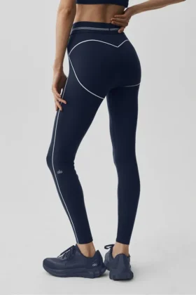 High-Waist 7/8 Heart Throb Tayt – Lacivert/Beyaz