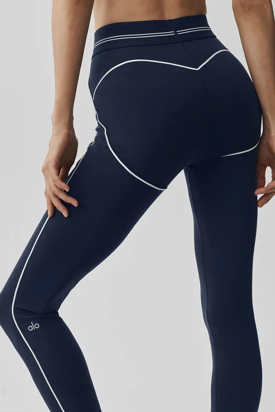 High-Waist 7/8 Heart Throb Tayt - Lacivert/Beyaz