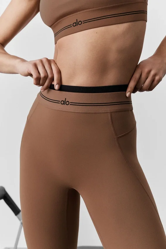 High-Waist Airbrush 7/8 Better Together Tayt - Güneşten Yanmış Kahverengi/Siyah